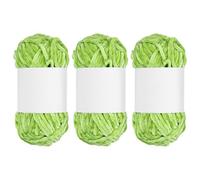 sourcing map 3pcs Velvet Chenille Yarn Bulky Fluffy Chunky Yarn for Crochet Soft Chenille Blanket for Hand Knitting Crocheting (Bright Green, 87.5 Yards/80m)