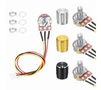sourcing map 3Pcs WH-148 Potentiometer 3Pins B10K Ohm Linear Taper Rotary Potentiometer XH2.54 Variable Resistor Potentiometers with 3 Aluminum Knobs for Audio Equipment, DIY Electronics