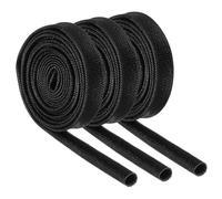 sourcing map 3Pcs Wire Insulation Braid Fire Sleeve,3.28Ft-4mm ID Black, High Temp Silicone Coated Fiberglass Sleeving for Automotive Hose Lines Electrical Wiring
