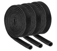 sourcing map 3Pcs Wire Insulation Braid Fire Sleeve,3.28Ft-6mm ID Black, High Temp Silicone Coated Fiberglass Sleeving for Automotive Hose Lines Electrical Wiring