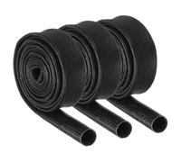 sourcing map 3Pcs Wire Insulation Braid Fire Sleeve,3.28Ft-7mm ID Black, High Temp Silicone Coated Fiberglass Sleeving for Automotive Hose Lines Electrical Wiring