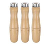 sourcing map 3pcs Wooden File Handle 4.72 Inch 8.5mm Round Hole Ergonomic Handles with Metal Collar for 12" Metal Files