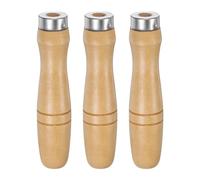 sourcing map 3pcs Wooden File Handle 4.72 Inch 9.5mm Round Hole Ergonomic Handles with Metal Collar for 14"-18" Metal Files