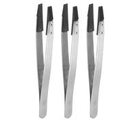 sourcing map 3ps Precision Ceramic Tweezer ESD-250 4.6" Stainless Steel Tweezers Straight Flat Anti-Static Non-Magnetic Heat Resistance Head Industrial for Jewelry Electronics