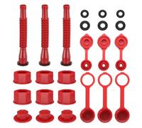 sourcing map 3set Gas Can Spout Replacement, Gas Can Nozzle Flexible Pour Nozzle w Fine/Coarse Thread Cap, Spout Sealing Cap, Gas Can Vent Cap-A/B for Most 1/2/5/10 Gal Can, Red