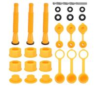 sourcing map 3set Gas Can Spout Replacement, Gas Can Nozzle Flexible Pour Nozzle w Fine/Coarse Thread Cap, Spout Sealing Cap, Gas Can Vent Cap-A/B for Most 1/2/5/10 Gal Can, Yellow