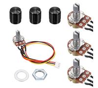 sourcing map 3Set WH148 B1M Ohm Potentiometer Kit, 3Pins Variable Resistors Single Linear Taper Rotary Potentiometer with 20cm Connector Wire Cable, Black Rotary Knobs, Nuts, and Washers