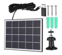 sourcing map 3W Solar Panels for Security Camera, 5V 0.6A Solar Panel Charger with Micro USB & USB-C Port, Adjustable Wall Mount, 10.6ft Cable, Black
