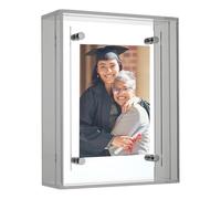 sourcing map 3x4 Inch Acrylic Picture Frame, Floating Picture Frames for Wall or Tabletop Display, Hanging Photo Frame Stand for Office Home, Gray