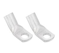 sourcing map 4/0 AWG - 7/16" Copper Wire Lugs, 45 Degree Bent Battery Cable Ends Battery Lugs Ring Terminals Connectors Bare Copper Eyelet for Marine Electrical Supplies (Silver, 2Pcs)