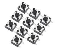 sourcing map 4.5x4.5x3.8mm Momentary Panel PCB Surface Mounted Devices SMT Mount 4 Pins Push Button SPST Tactile Tact Switch 10PCS