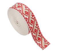 sourcing map 4.75 Yards Cotton Webbing Strap, 2-inch(50mm) Jacquard Webbing Ribbon Embroidery Polyester Webbing Straps Purse Strap Belt for Purse Bag Crafts Clothing, White-Red