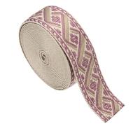 sourcing map 4.75 Yards Cotton Webbing Strap, 2-inch(50mm) Jacquard Webbing Ribbon Embroidery Polyester Webbing Straps Purse Strap Belt for Purse Bag Crafts Clothing, Cream-Light Purple