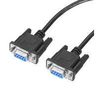 sourcing map 4.9 ft DB9 RS232 Serial Cable, Straight Through RS-232 Female to Female 9 Pin Extension Cable for Data Communication, Black