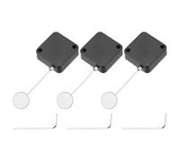 sourcing map 4.9 ft Retractable Cable Lock with Adhesive Round Patch Remote Control Security Lock with Adjustable Cord Tether Anti Theft for Laptop, TV, 600g, Black, 3 Pack