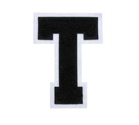 sourcing map 4" Chenille Letter Patches,Black Chenille Initial A-Z Embroidered Patches Sew Iron on for DIY Supplies T-Shirt Clothing Jacket Bag (Letter T)
