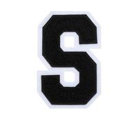 sourcing map 4" Chenille Letter Patches,Black Chenille Initial A-Z Embroidered Patches Sew Iron on for DIY Supplies T-Shirt Clothing Jacket Bag (Letter S)