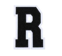 sourcing map 4" Chenille Letter Patches,Black Chenille Initial A-Z Embroidered Patches Sew Iron on for DIY Supplies T-Shirt Clothing Jacket Bag (Letter R)