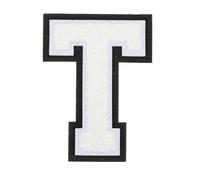 sourcing map 4" Chenille Letter Patches,White Chenille Initial A-Z Embroidered Patches Sew Iron on for DIY Supplies T-Shirt Clothing Jacket Bag (Letter T)