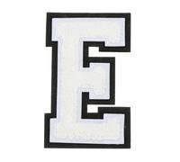 sourcing map 4" Chenille Letter Patches,White Chenille Initial A-Z Embroidered Patches Sew Iron on for DIY Supplies T-Shirt Clothing Jacket Bag (Letter E)