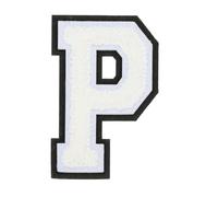 sourcing map 4" Chenille Letter Patches,White Chenille Initial A-Z Embroidered Patches Sew Iron on for DIY Supplies T-Shirt Clothing Jacket Bag (Letter P)