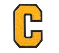 sourcing map 4" Chenille Letter Patches,Yellow Chenille Initial A-Z Embroidered Patches Sew Iron on for DIY Supplies T-Shirt Clothing Jacket Bag (Letter C)