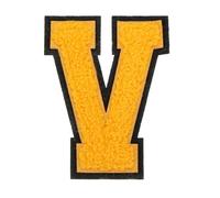 sourcing map 4" Chenille Letter Patches,Yellow Chenille Initial A-Z Embroidered Patches Sew Iron on for DIY Supplies T-Shirt Clothing Jacket Bag (Letter V)