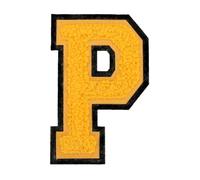 sourcing map 4" Chenille Letter Patches,Yellow Chenille Initial A-Z Embroidered Patches Sew Iron on for DIY Supplies T-Shirt Clothing Jacket Bag (Letter P)