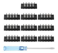 sourcing map 4 Circuits Screw Terminal Blocks, 300V 20A 9.5mm Pitch 4 Positions Dual Rows Terminal Strip with Flat Head Screwdriver for Electrical Wire Connecting, Pack of 10