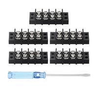 sourcing map 4 Circuits Screw Terminal Blocks, 300V 20A 9.5mm Pitch 4 Positions Dual Rows Terminal Strip with Flat Head Screwdriver for Electrical Wire Connecting, Pack of 5