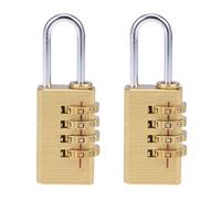 sourcing map 4 Digit Combination Padlock, 3mm Shackle 21mm Body Width, Brass Lock(Pack of 2) Fence Gate Gym Locker Lock for Travel Outdoor