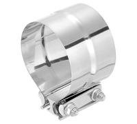 sourcing map 4" Exhaust Clamp, 304 Stainless Steel Butt Joint Band Clamp Sleeve Coupler Pipe Repair Clamp Universal Widening Clamp for 4" OD to 4" ID Exhaust Pipe Mufflers, Silver