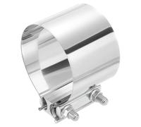 sourcing map 4 Inch Exhaust Clamp, 304 Stainless Steel Butt Joint Band Clamp Sleeve Coupler Pipe Repair Clamp Universal Widening Clamp for Exhaust Pipes Mufflers, Silver