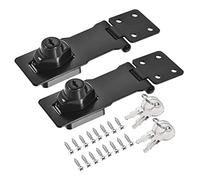 sourcing map 4 Inch Keyed Alike Hasp Lock Zinc Alloy Twist Knob Locking for Cabinet Door Cupboard, Black Pack of 2