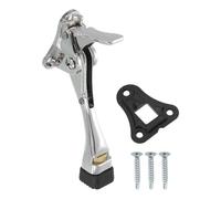 sourcing map 4 Inch Kickdown Door Stopper, One Touch Pedal Heavy Duty Door Stop Holder, Height-Adjustable Rubber Foot, (Silver, 1 Pack)
