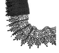 sourcing map 4 Inch Lace Trim Fabric Lace Vintage Flower Ribbon by the Yard Embroidered Edge for Sewing Dress Pillow Clothes Bag Curtain Bridal Decor DIY Crafts Table Decor(Black 3 Yards)
