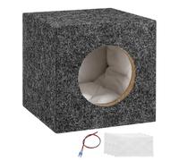 sourcing map 4 Inch Ported Wooden Speaker Enclosure, Gray Single Vented Subwoofer Box Car Audio Truck Speaker Box for DIY Home Vehicles Audio Custom Sound Supplies