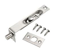 Sourcing Map 4 Inch Stainless Steel Concealed Slide Lock Latch for Wood Composite Doors, Double Doors, Silver Tone