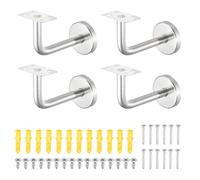sourcing map 4 Pack 304 Stainless Steel Handrail Bracket, Wall-Mounted Railing Support with Screws, Flat Surface Staircase Hand Railing Brackets for Home Hotel (3.9" x 2.4")