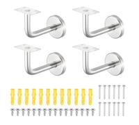 sourcing map 4 Pack 304 Stainless Steel Handrail Bracket, Wall-Mounted Railing Support with Screws, Flat Surface Staircase Hand Railing Brackets for Home Hotel (3.1" x 2.4")