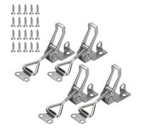 sourcing map 4 Pack 4001 Toggle Latch Clamp 304 Stainless Steel Adjustable Toggle Latches with Lock Hole Heavy Duty Quick Release Hasp Clamps for Smoker Cabinet Lid Jig Trunk Case, Silver