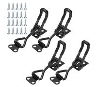 sourcing map 4 Pack 4001 Toggle Latch Clamp Carbon Steel Adjustable Toggle Latches Heavy Duty Quick Release Hasp Clamps for Smoker Cabinet Lid Jig Trunk Case, Black