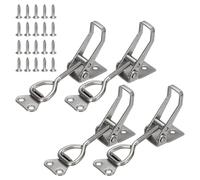 sourcing map 4 Pack 4002 Toggle Latch Clamp 304 Stainless Steel Adjustable Toggle Latches Heavy Duty Quick Release Hasp Clamps for Smoker Cabinet Lid Jig Trunk Case, Silver