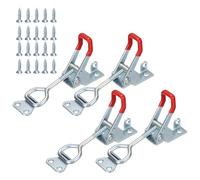 sourcing map 4 Pack 4002 Toggle Latch Clamp Carbon Steel Adjustable Toggle Latches with Lock Hole and Leather Heavy Duty Quick Release Hasp Clamps for Smoker Cabinet Lid Jig Trunk, Silver