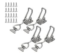 sourcing map 4 Pack 4003 Toggle Latch Clamp 304 Stainless Steel Adjustable Toggle Latches with Lock Hole Heavy Duty Quick Release Hasp Clamps for Smoker Cabinet Lid Jig Trunk Case, Silver