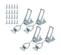 sourcing map 4 Pack 4003 Toggle Latch Clamp Carbon Steel Adjustable Toggle Latches with Lock Hole Heavy Duty Quick Release Hasp Clamps for Smoker Cabinet Lid Jig Trunk Case, Silver