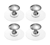 sourcing map 4 Pack Adhesive Cabinet Knobs, Stainless Steel Stick on Drawer Knobs, Round Self-Stick Instant Cabinet Handle Pulls for Window Wardrobe Cupboard Closet, Brushed Silver/Clear