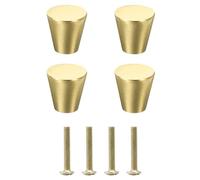 sourcing map 4 Pack Brass Cabinets Knob Kitchen Cabinet Knobs with Screw for Furniture Decoration, Drawer, Wardrobes (M4, Gold)