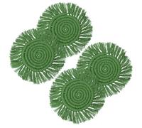 sourcing map 4 Pack Coasters for Drinks Absorbent, 4.5" Macrame Cotton Coaster Set with Tassels, Heat Resistant Farmhouse Drink Coaster for Mugs Cups Coffee Table, Green