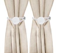 sourcing map 4 Pack Curtain Holdbacks with Buckle, Rope Curtain Tiebacks Drape Holder Decorative Tie Backs for Home Office Thin or Sheer Window Drapes Decor, White